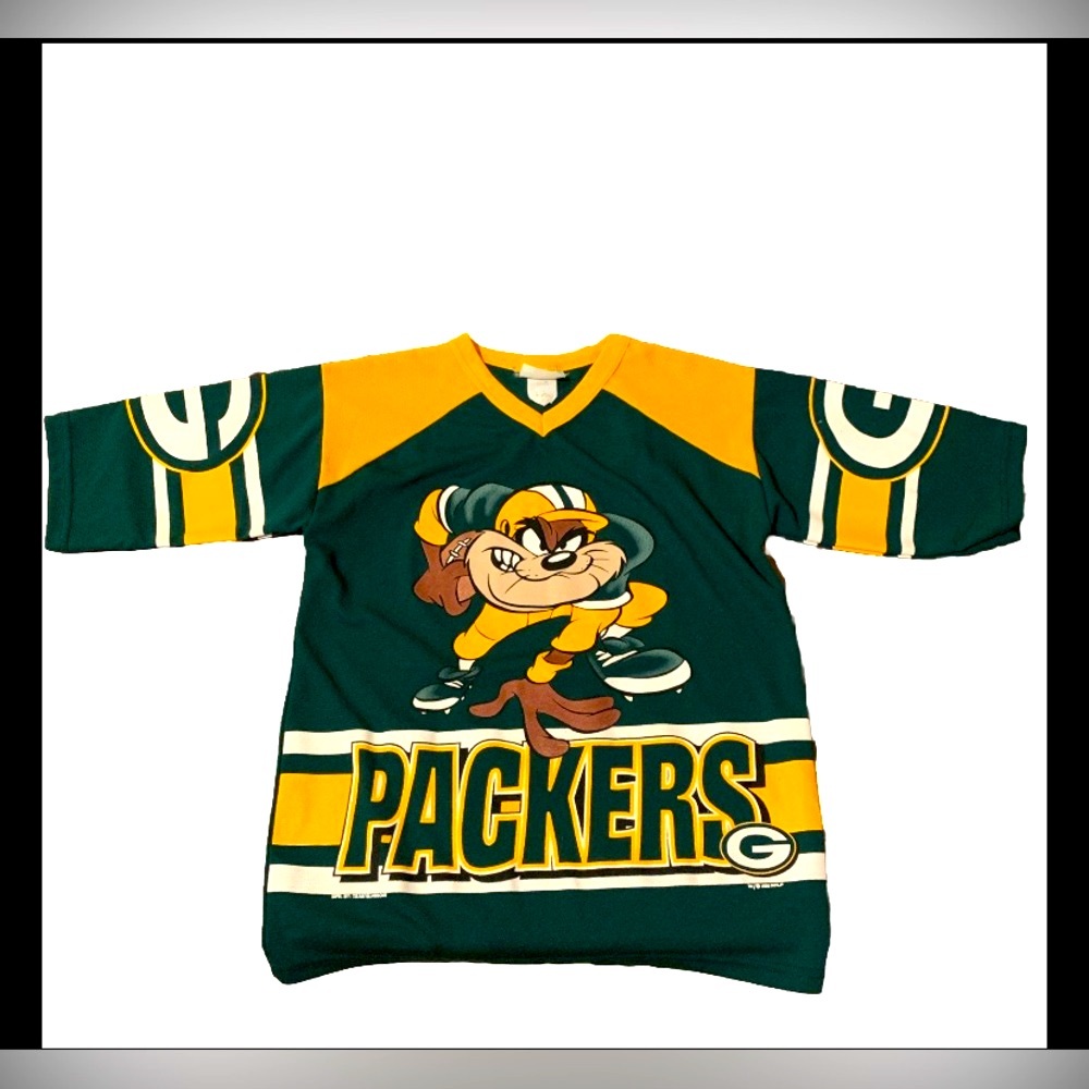 VTG 1998 Green Bay Packers Tasmanian Devil NFL Football Jersey Men’s Small Y XL